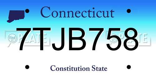 7TJB758 Connecticut License Plate