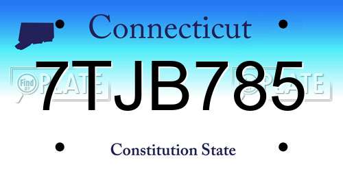 7TJB785 Connecticut License Plate