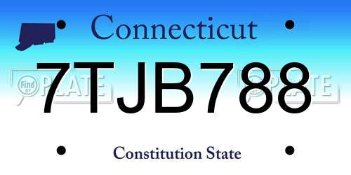 7TJB788 Connecticut License Plate