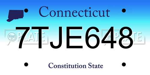 7TJE648 Connecticut License Plate