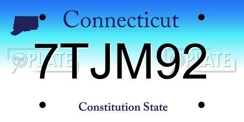 7TJM92 Connecticut License Plate