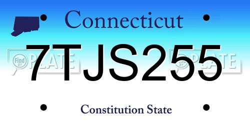 7TJS255 Connecticut License Plate