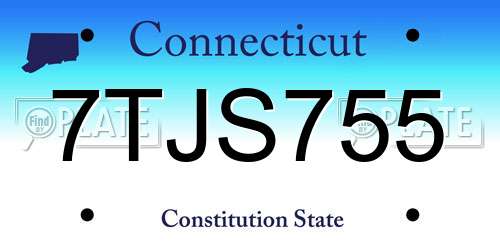7TJS755 Connecticut License Plate