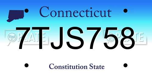 7TJS758 Connecticut License Plate