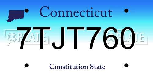 7TJT760 Connecticut License Plate