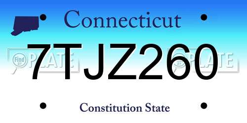 7TJZ260 Connecticut License Plate