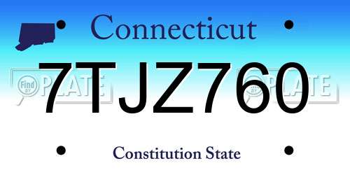 7TJZ760 Connecticut License Plate
