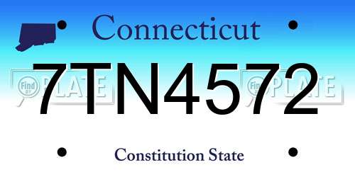 7TN4572 Connecticut License Plate