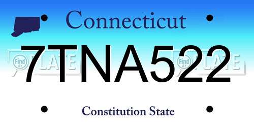 7TNA522 Connecticut License Plate