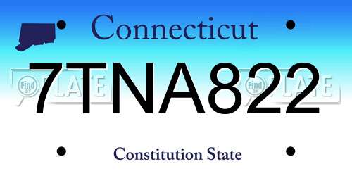 7TNA822 Connecticut License Plate