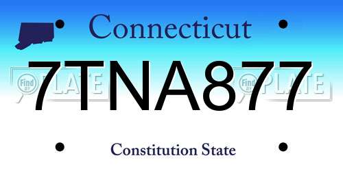7TNA877 Connecticut License Plate