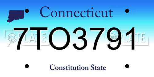 7TO3791 Connecticut License Plate