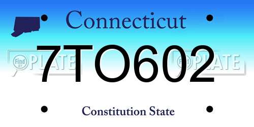 7TO602 Connecticut License Plate