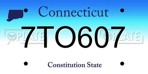 7TO607 Connecticut License Plate