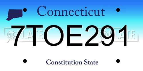 7TOE291 Connecticut License Plate