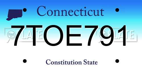 7TOE791 Connecticut License Plate