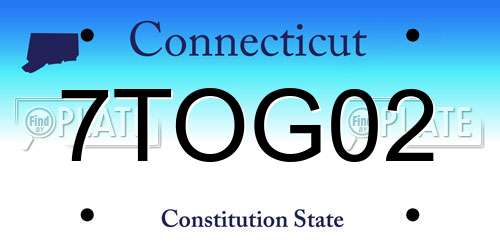 7TOG02 Connecticut License Plate