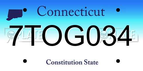 7TOG034 Connecticut License Plate