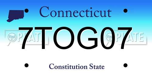 7TOG07 Connecticut License Plate
