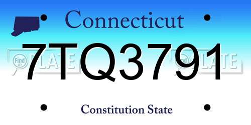 7TQ3791 Connecticut License Plate