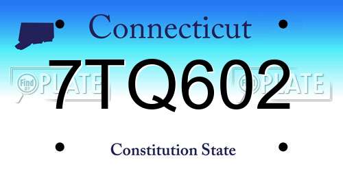 7TQ602 Connecticut License Plate