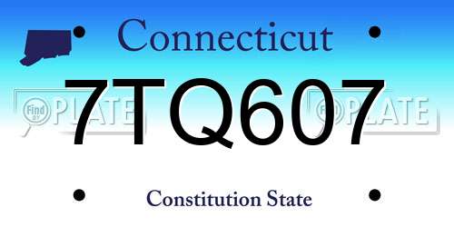 7TQ607 Connecticut License Plate
