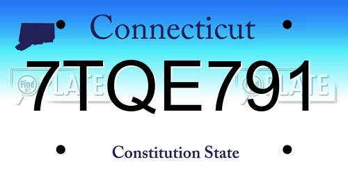 7TQE791 Connecticut License Plate