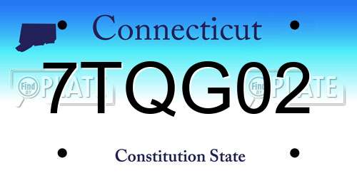 7TQG02 Connecticut License Plate