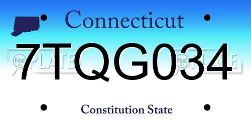 7TQG034 Connecticut License Plate
