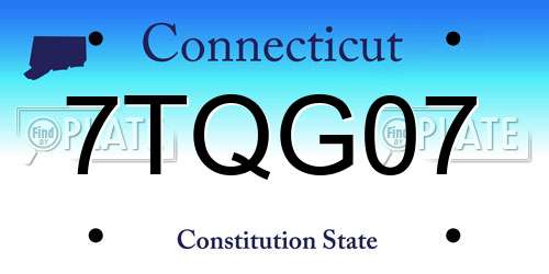 7TQG07 Connecticut License Plate