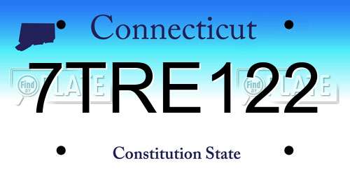7TRE122 Connecticut License Plate