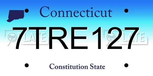 7TRE127 Connecticut License Plate