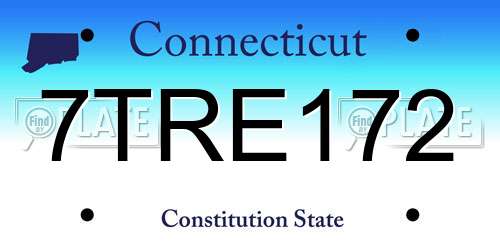 7TRE172 Connecticut License Plate
