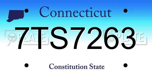 7TS7263 Connecticut License Plate