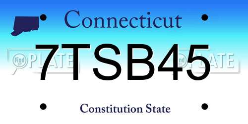 7TSB45 Connecticut License Plate