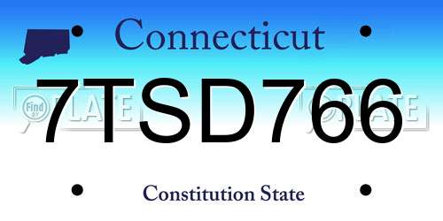 7TSD766 Connecticut License Plate