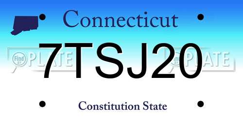 7TSJ20 Connecticut License Plate