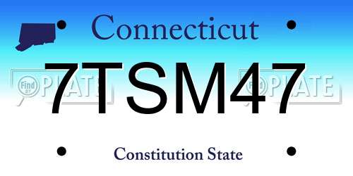 7TSM47 Connecticut License Plate