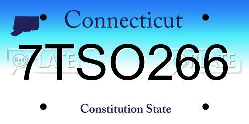 7TSO266 Connecticut License Plate