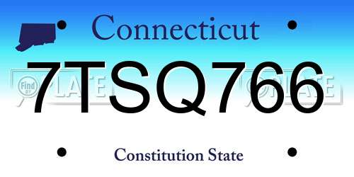 7TSQ766 Connecticut License Plate