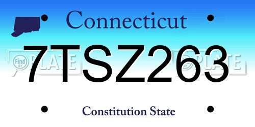 7TSZ263 Connecticut License Plate