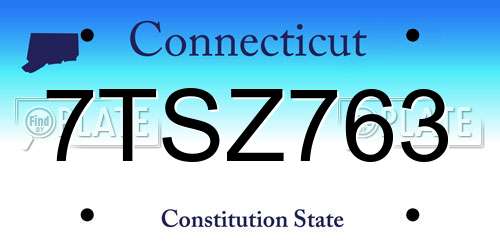 7TSZ763 Connecticut License Plate