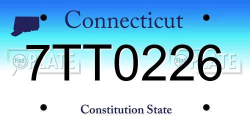 7TT0226 Connecticut License Plate