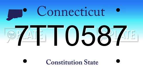 7TT0587 Connecticut License Plate