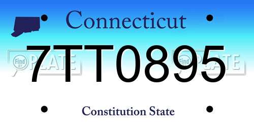 7TT0895 Connecticut License Plate