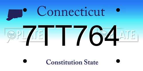 7TT764 Connecticut License Plate