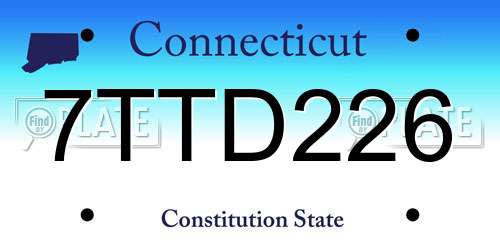 7TTD226 Connecticut License Plate