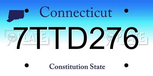 7TTD276 Connecticut License Plate