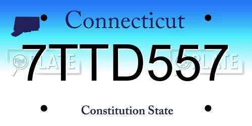 7TTD557 Connecticut License Plate