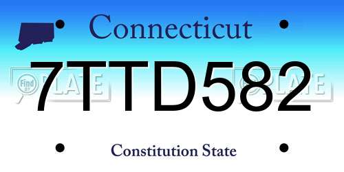 7TTD582 Connecticut License Plate